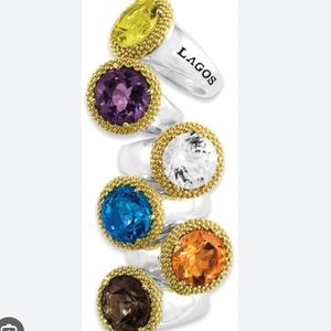 LAGOS Passion Collection Sterling Silver Citrine Ring with 18k Gold Accent Sz 7